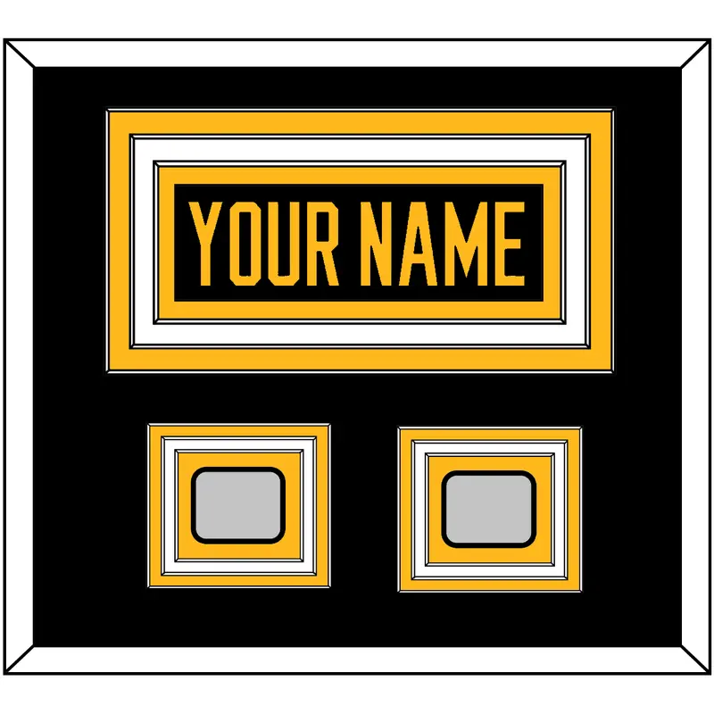Pittsburgh Nameplate & 2 Stanley Cup Finals Patches - Home Black - Triple Mat 2
