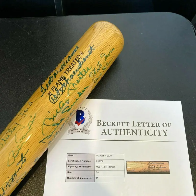 Hall Of Fame Multi Signed Bat Mickey Mantle Ted Williams 41 Sigs Beckett COA