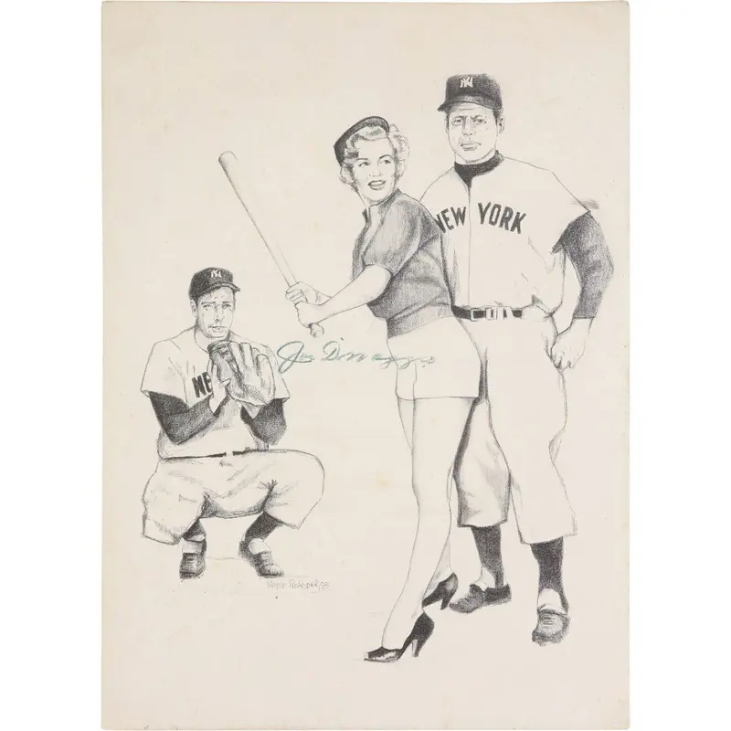 Joe DiMaggio Signed Photo With Marilyn Monroe & President John F.  Kennedy PSA