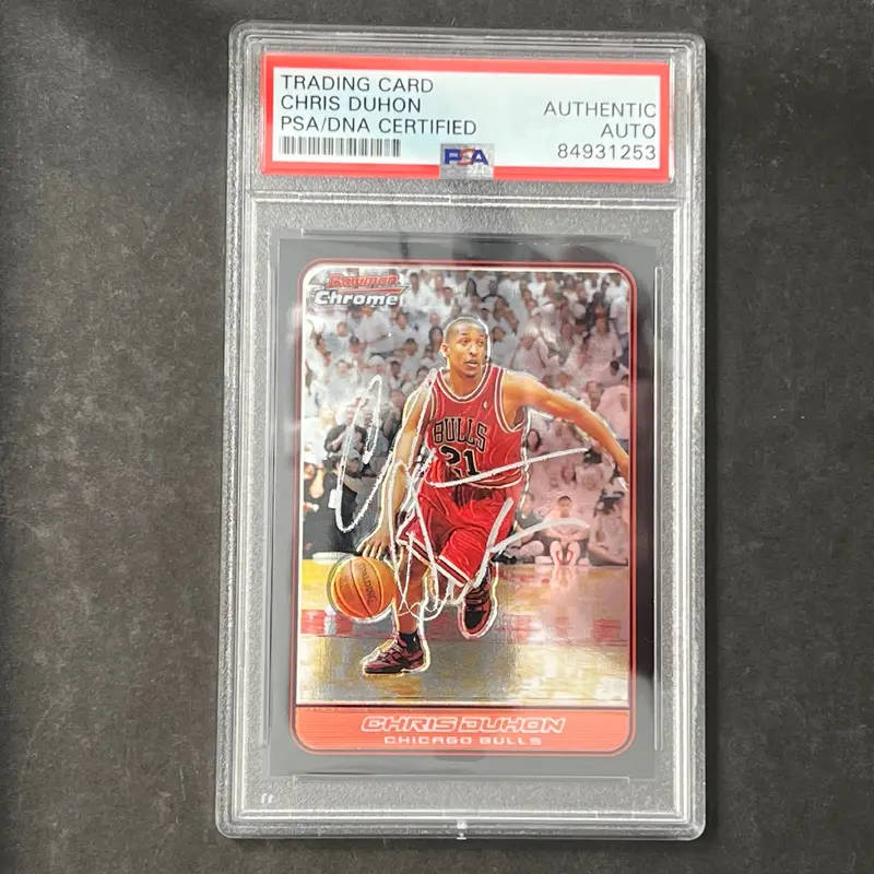 2005 Topps Bowman Chrome #66 Chris Duhon Signed Card PSA Slabbed Bulls