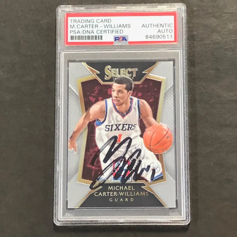 2014-15 Panini Select #48 Michael Carter-Williams Signed Card AUTO PSA Slabbed 76ers