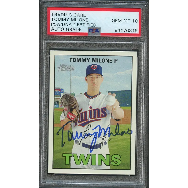 2016 Topps Heritage #194 Tommy Milone Signed Card PSA Auto 10 Slabbed Auto Twins