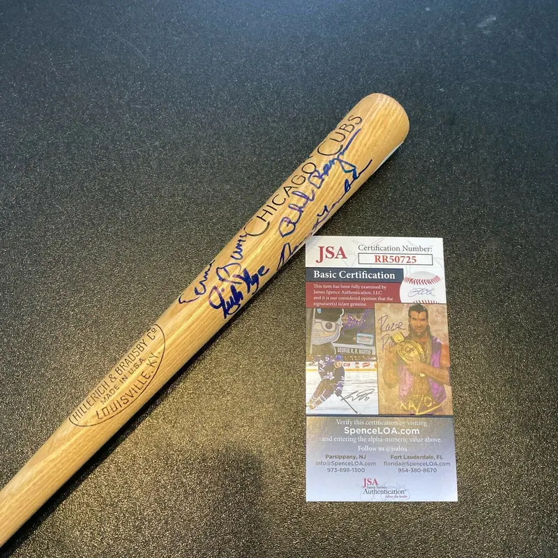 1969 Chicago Cubs Team Signed Mini Louisville Slugger Baseball Bat JSA COA