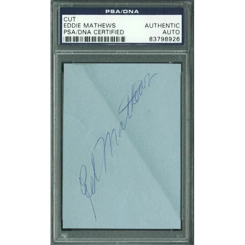 Braves Eddie Mathews Authentic Signed 2.5x3.5 Cut Autograph PSA/DNA Slabbed