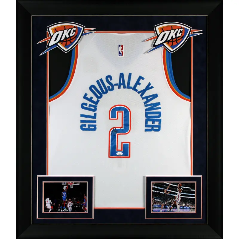 Thunder Shai Gilgeous-Alexander Signed White Nike Swingman Framed Jersey JSA