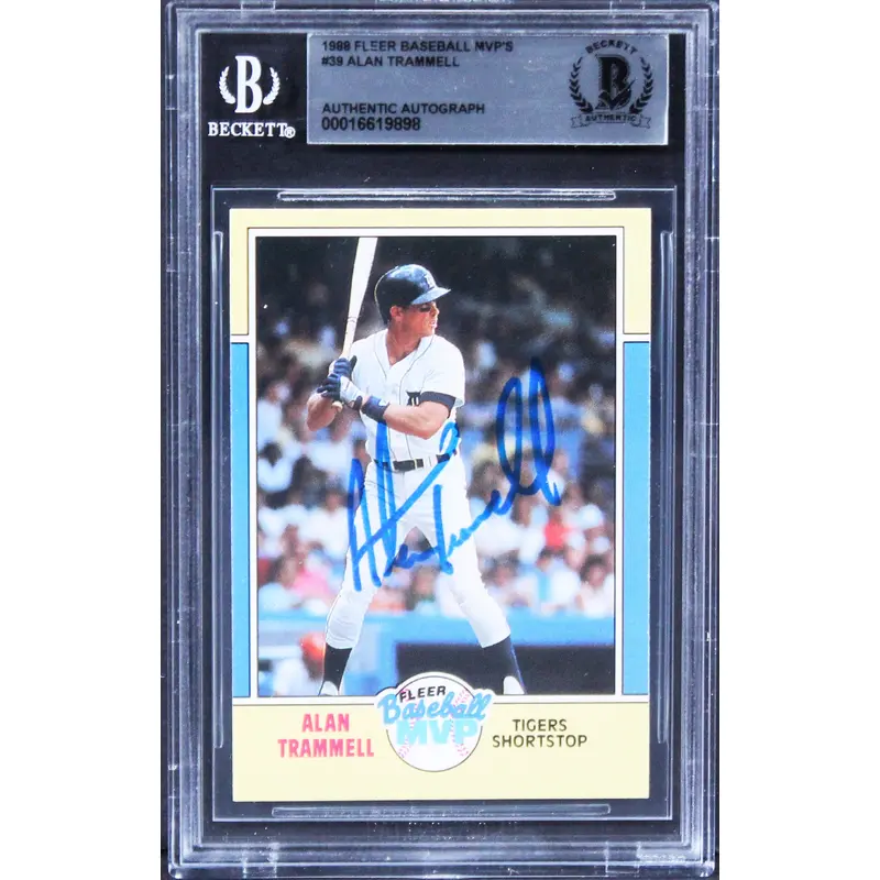 Tigers Alan Trammell Authentic Signed 1988 Fleer MVP's #39 Card BAS Slabbed