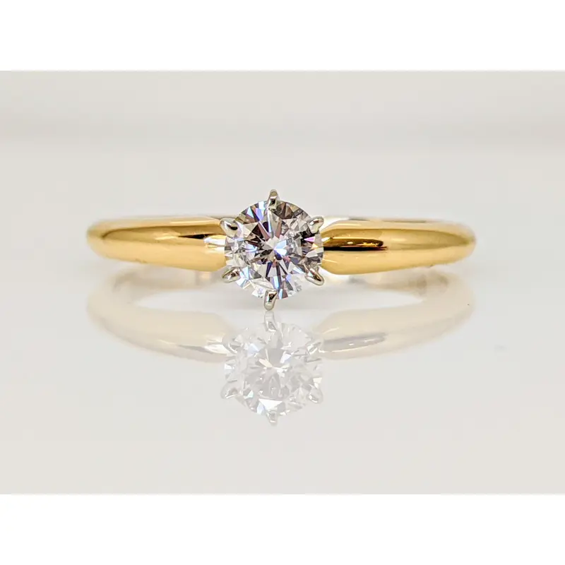 14K .31 CARAT TOTAL I1 H DIAMOND ROUND 6-PRONG SOLITAIRE ESTATE RING 2.1 GRAMS