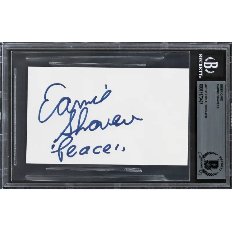Earnie Shavers "Peace" Authentic Signed 3x5 Index Card Autographed BAS Slabbed