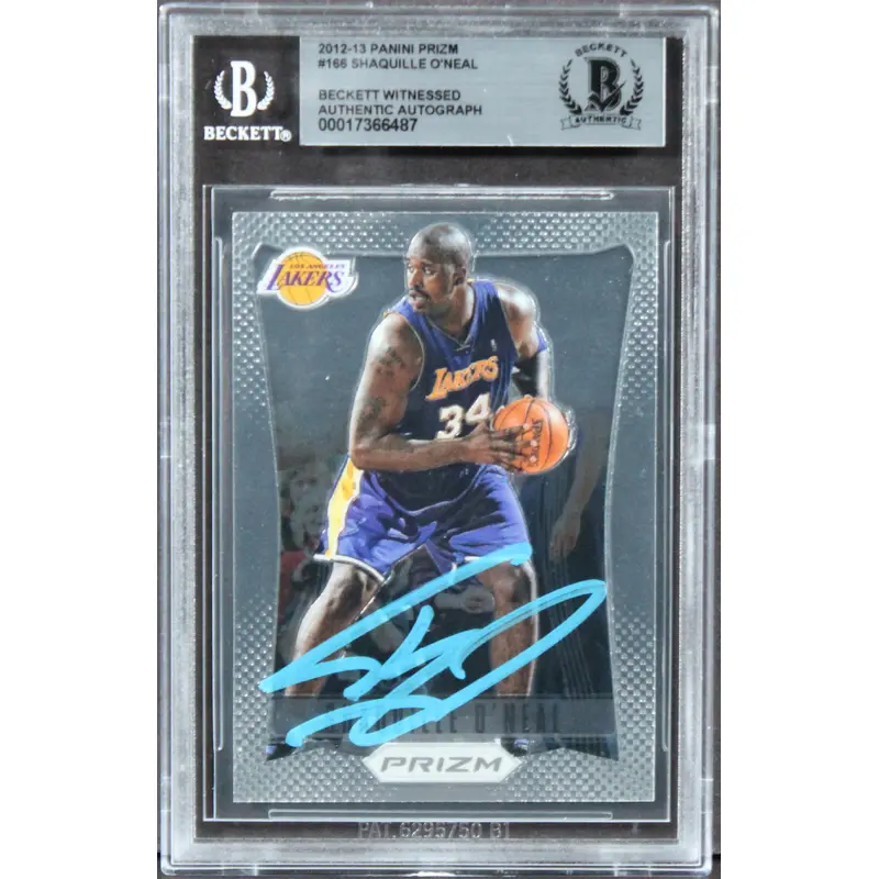 Lakers Shaquille O'Neal Authentic Signed 2012 Panini Prizm #166 Card BAS Slabbed