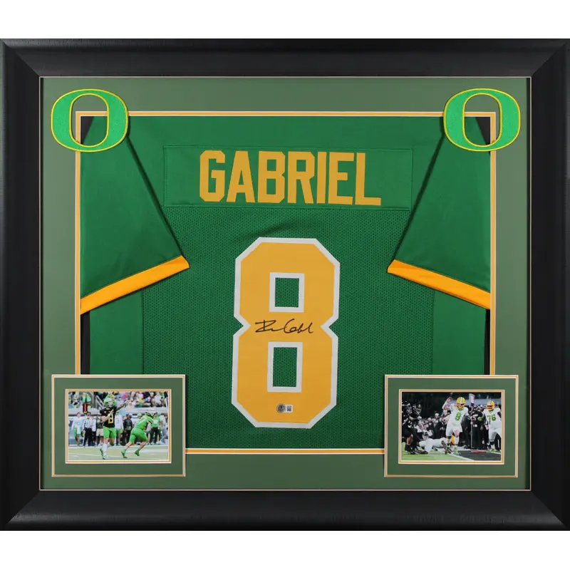 Oregon Dillon Gabriel Authentic Signed Green Pro Style Framed Jersey BAS Witness