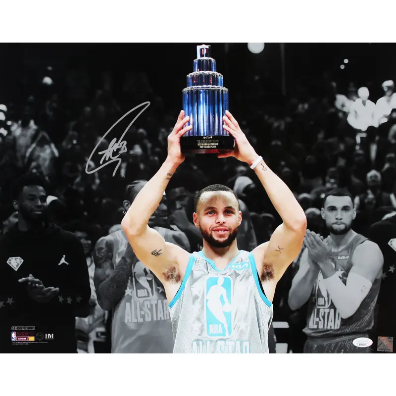 Warriors Stephen Curry Signed 16x20 2022 ASG Horizontal Spotlight Photo JSA