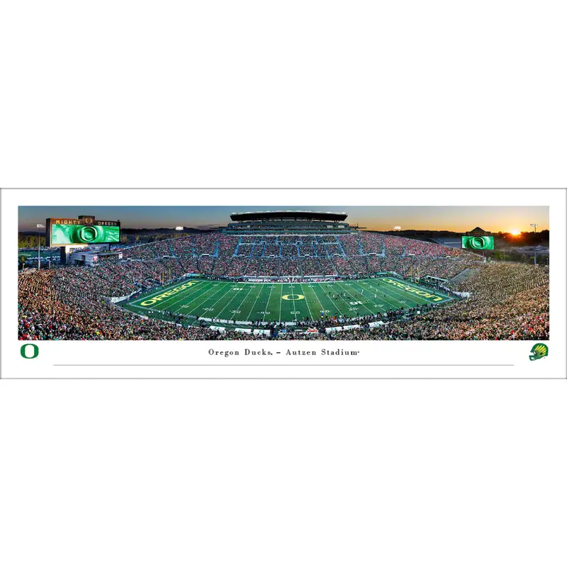 Oregon Ducks Football Autzen Stadium Game Night Panoramic Poster Print - Blakeway 2024