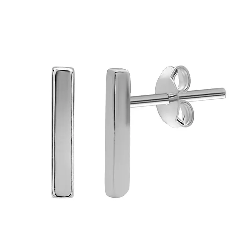 Sterling Silver, Small Thin Bar Stud Earrings