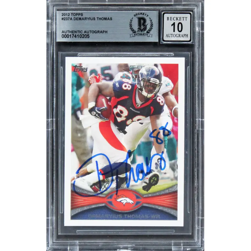 Broncos Demaryius Thomas Signed 2012 Topps #237A Card Auto 10! BAS Slabbed
