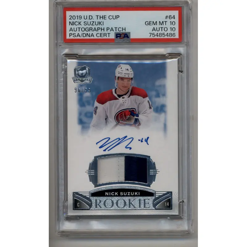 Nick Suzuki 2019-20 Upper Deck The Cup Auto Patch 96/99 PSA 10 Gem Mint Auto 10
