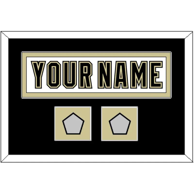 Pittsburgh Nameplate & 2 Stanley Cup Finals Patches - Road White (2007-2016) - Single Mat 3