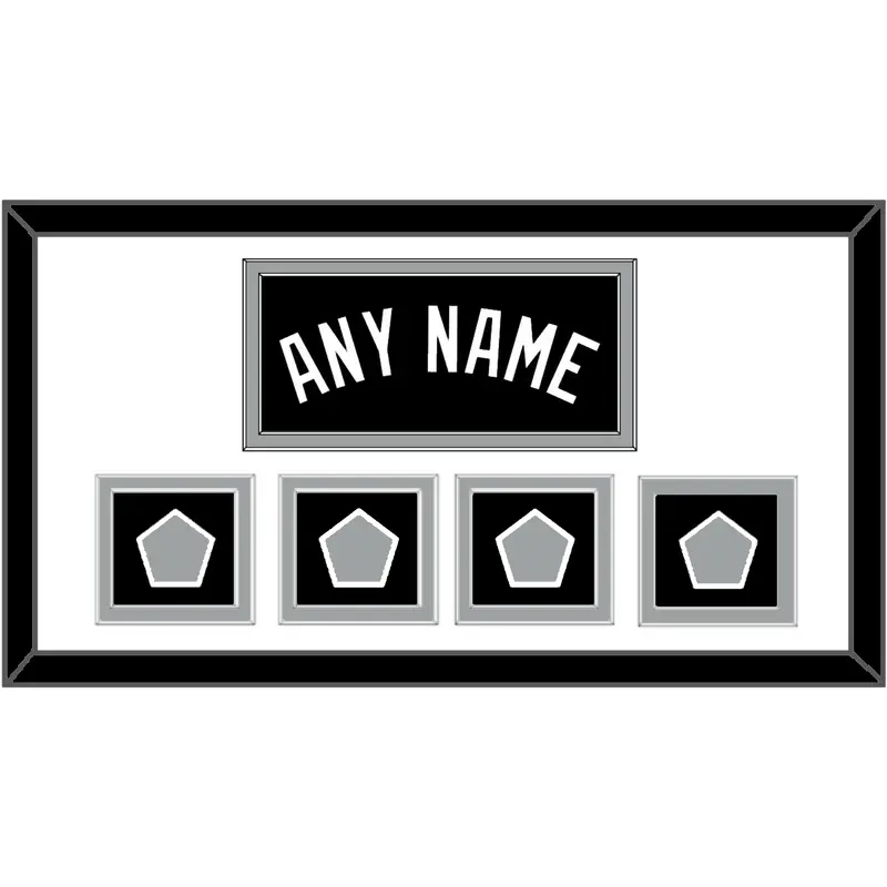 San Antonio Name With 4 Champions Banner Patches - Road Black (1989-2002) - Double Mat 1