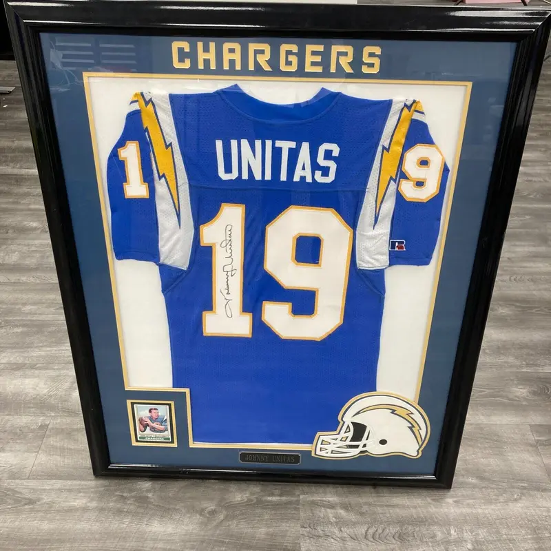 Johnny Unitas Signed San Diego Chargers Authentic Jersey Framed JSA COA
