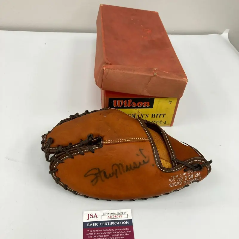 Stan Musial Signed 1950's Game Model Baseball Glove With Box JSA COA