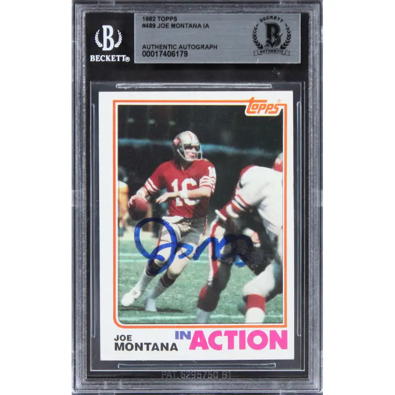 49ers Joe Montana Authentic Signed 1982 Topps #489 Card BAS Slabbed 2