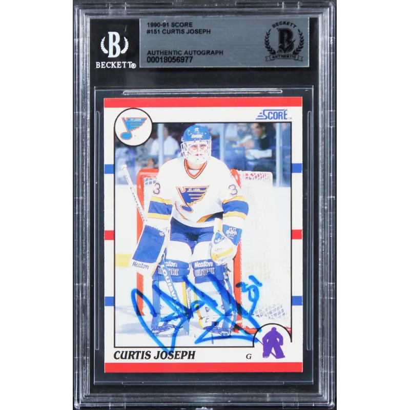 Blues Curtis Joseph Authentic Signed 1990 Score #151 Card BAS Slabbed