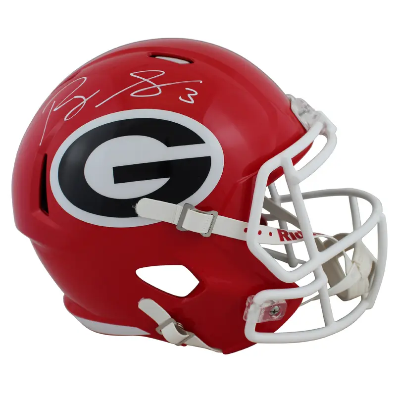 Georgia Roquan Smith Authentic Signed Red Full Size Speed Rep Helmet BAS Witness