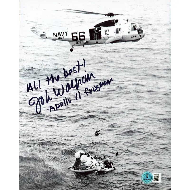 John Wolfram "All The Best! Apollo 11 Frogman" Signed 8x10 Vertical Photo BAS 1