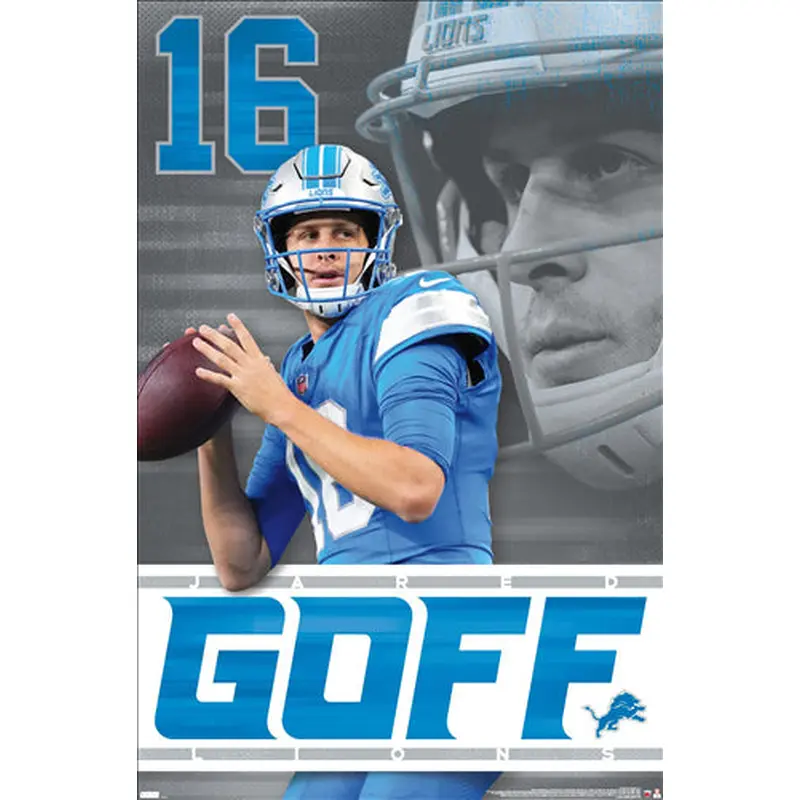 Jared Goff "Gunslinger" Detroit Lions QB NFL Action Poster - Costacos 2024