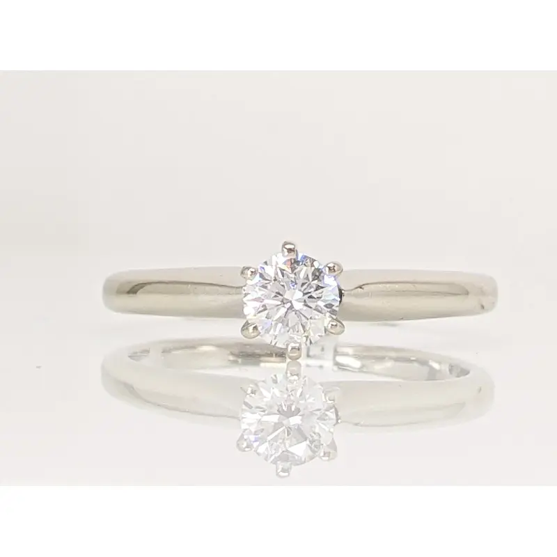 14K WHITE .30 CARAT TOTAL SI1 H DIAMOND ROUND 6-PRONG SOLITAIRE ESTATE RING 2.3 GRAMS