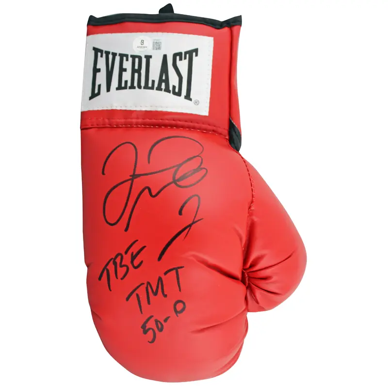 Floyd Mayweather Jr "3x Insc" Signed Red Everlast Boxing Glove BAS #BP00971