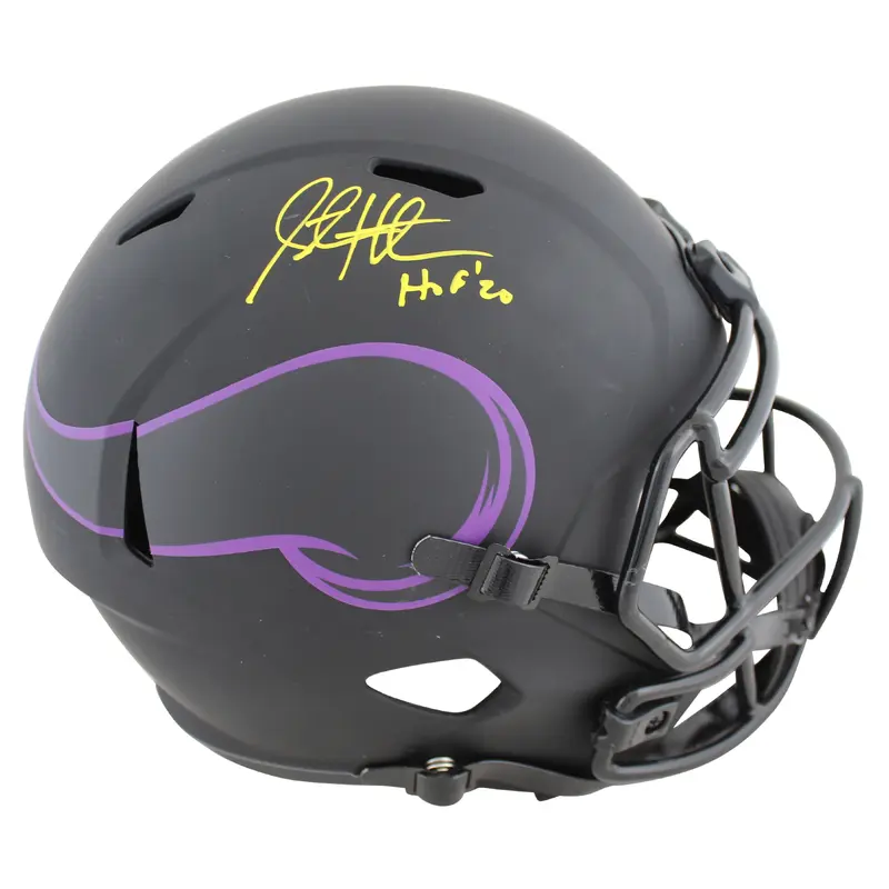 Vikings Steve Hutchinson Signed HOF Eclipse F/S Speed Rep Helmet Yellow Sig BAS