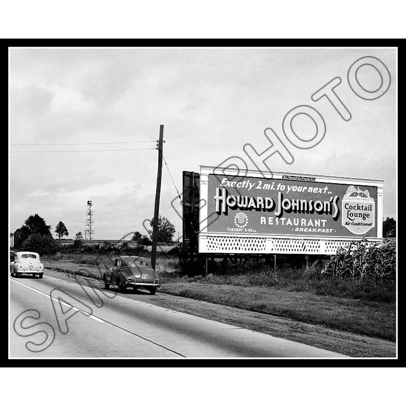 1948 Howard Johnson's Restaurant Billboard 8X10 Photo - Bordentown New Jersey - 2342