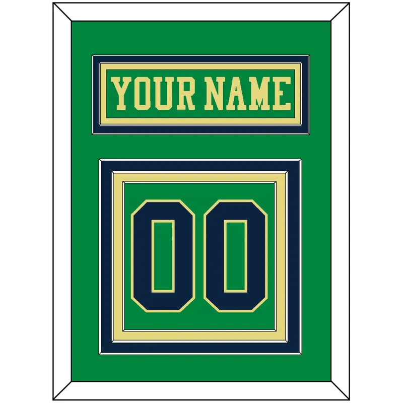 Notre Dame Hockey Nameplate & Number (Back) - Alternate Green (2015) - Triple Mat 2