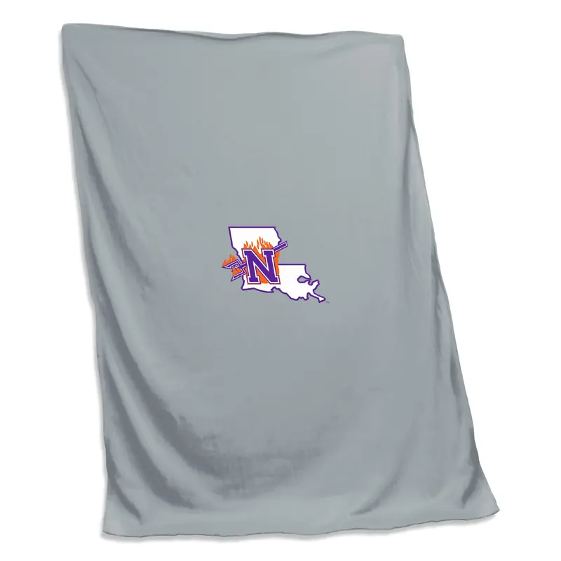 Northwestern State Gray Screened Sweatshirt Blanket