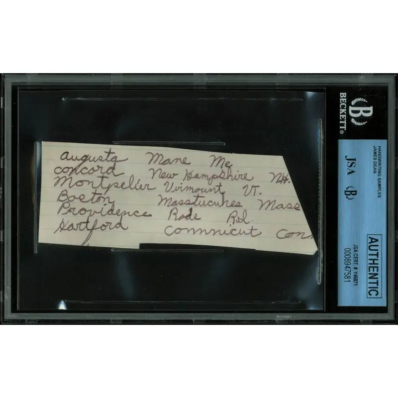 James Dean 2x5 Handwriting Sample from 5th Grade Notebook JSA Slabbed #8947581