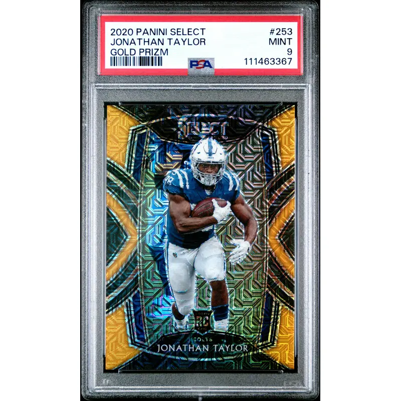 Jonathan Taylor 2020 Panini Select #253 Gold Prizm #9/10 PSA 9 Mint