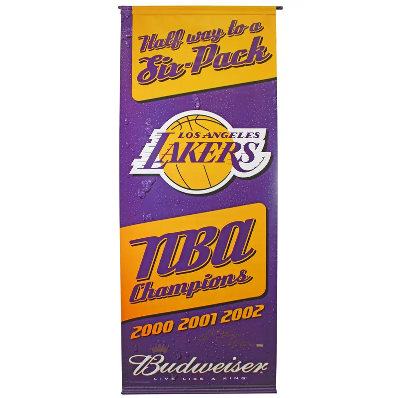Lakers Kobe Bryant "3 Peat" Signed 22x57 2002 3 Peat NBA Champions Banner Panini