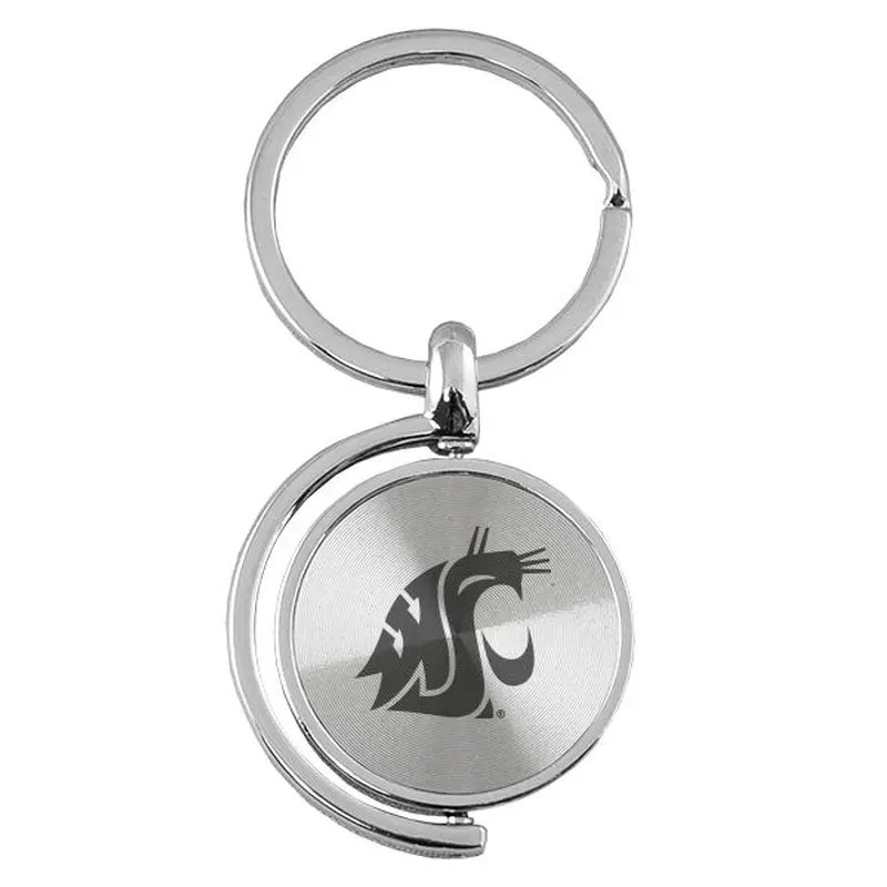 Silver Spin Cougar Logo Keychain