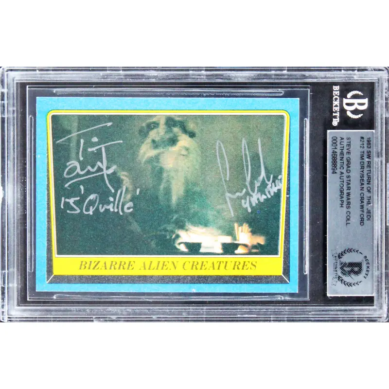 Tim Dry & Sean Crawfordd  Signed 1983 Star Wars ROTJ #212 Card BAS Slabbed