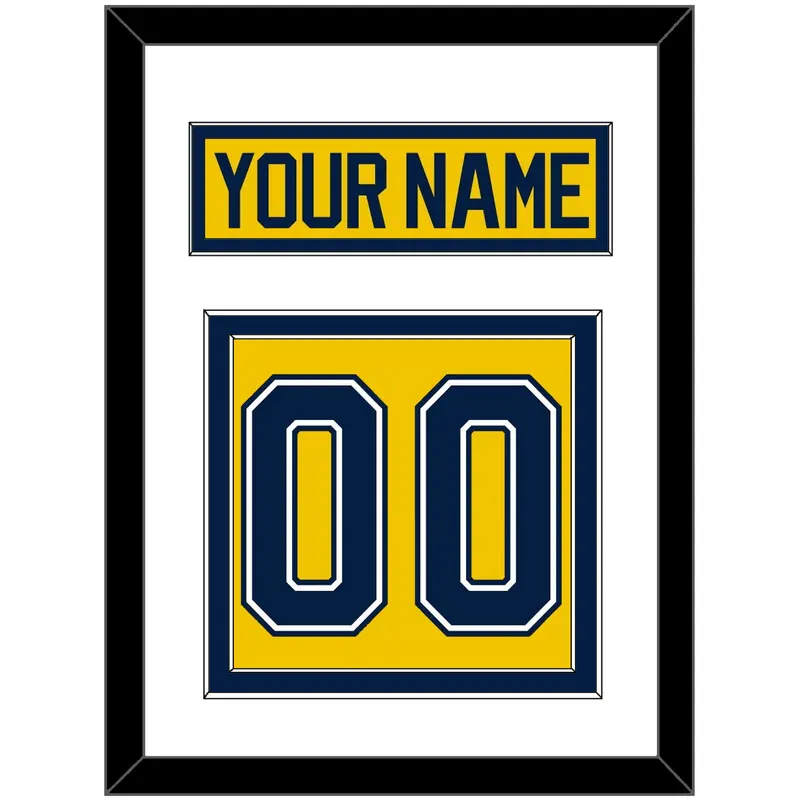 Michigan Hockey Nameplate & Number (Back) - Alternate Maize (2021-2023) - Double Mat 1