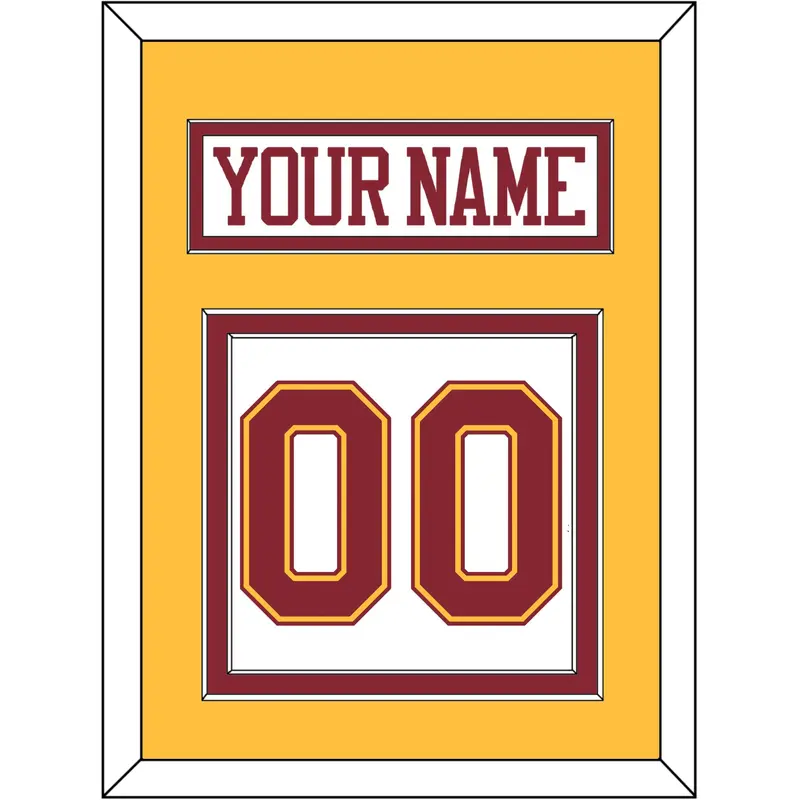 Minnesota Hockey Nameplate & Number (Back) - Home White - Double Mat 4
