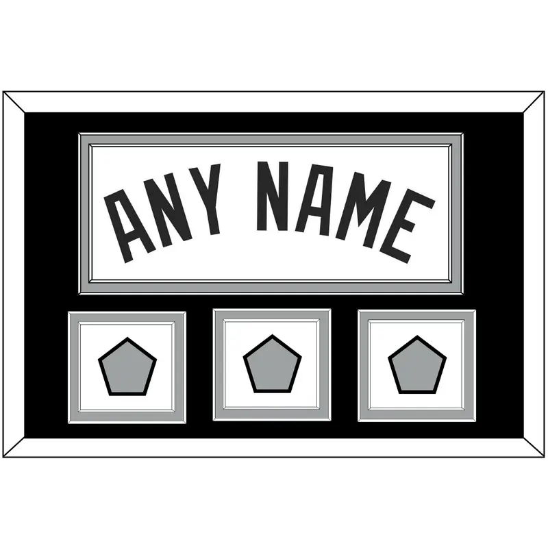 San Antonio Name With 3 Champions Banner Patches - Home White (1989-2002) - Double Mat 2