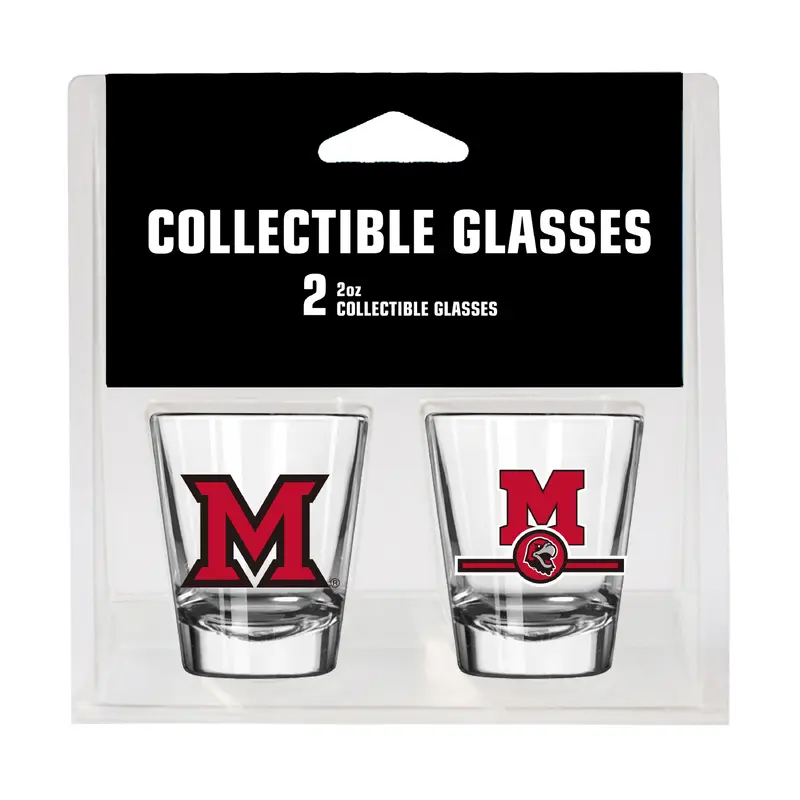 Miami of Ohio Campus Colors 2oz Letterman Shot Glass 2 Pack