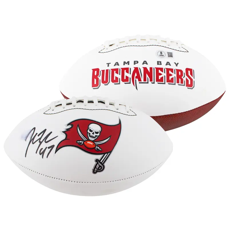 Buccaneers John Lynch Signed Rawlings White Panel Logo Football BAS W #2W428048