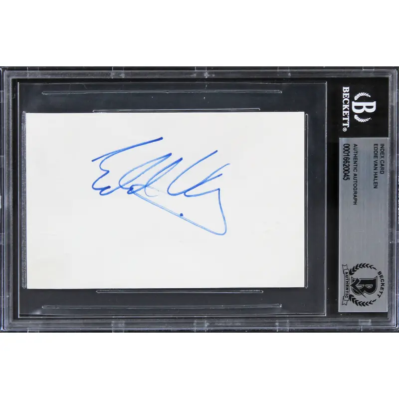 Eddie Van Halen Van Halen Authentic Signed 3x5 Index Card BAS Slabbed