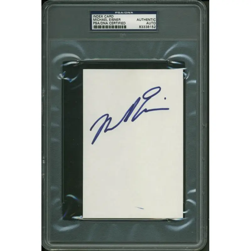 Michael Eisner Authentic Signed 4X6 Index Card Autographed PSA/DNA Slabbed 1