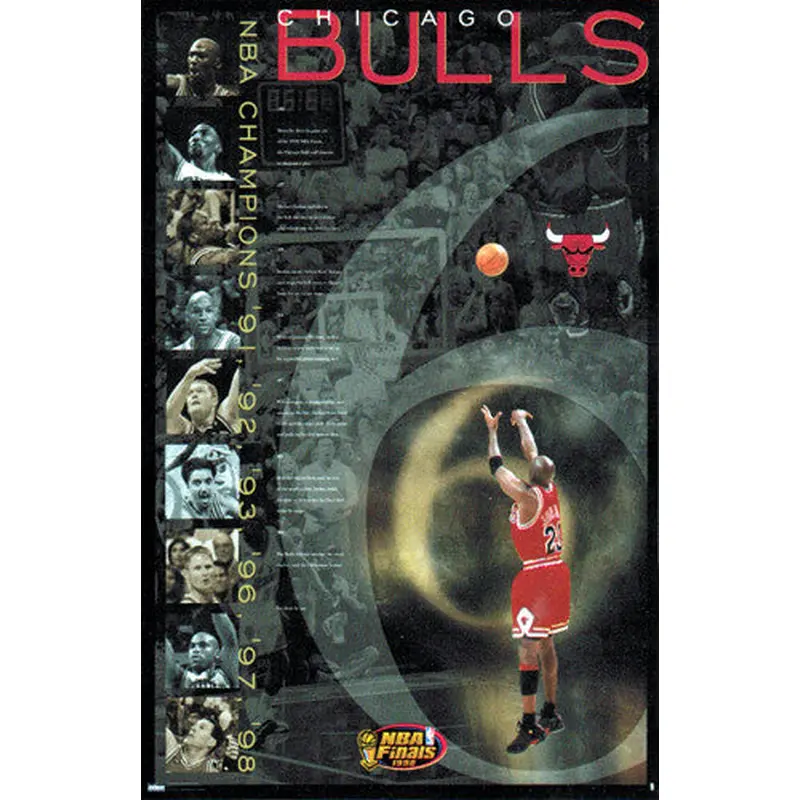 Michael Jordan "6" Chicago Bulls 1998 Championship Shot Poster - Costacos Sports