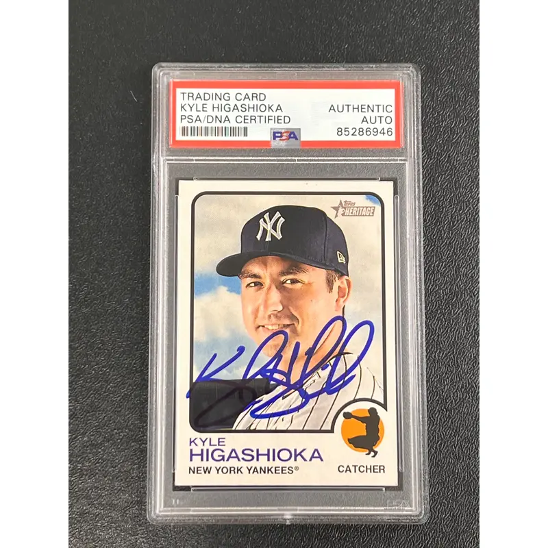 2022 Topps Heritage #431 Kyle Higashioka Signed Card PSA/DNA Slabbed AUTO Yankees