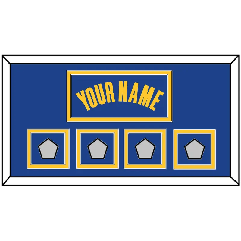 Golden State Name & 4 Champions Patches - Blue Icon - Double Mat 2