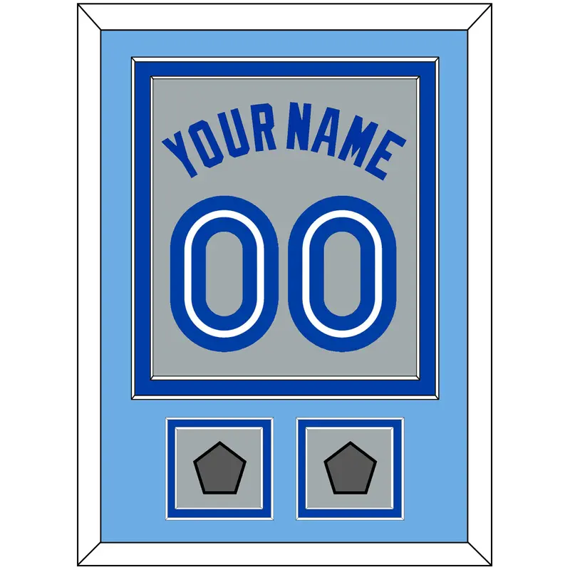 Toronto Name & Number With 2 World Series Patches - Road Gray (1989-1996) - Double Mat 3